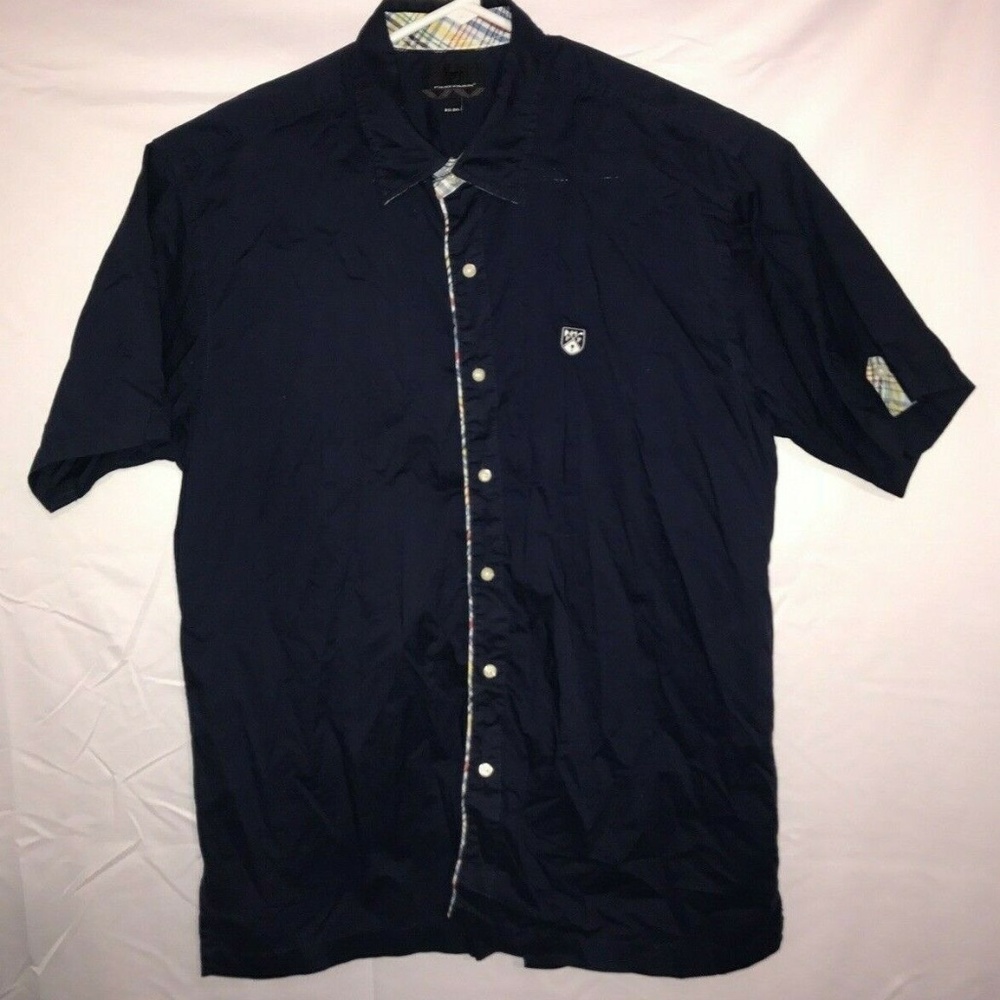 Vtg Phat Farm men size 2XL blue short sleeve shirt